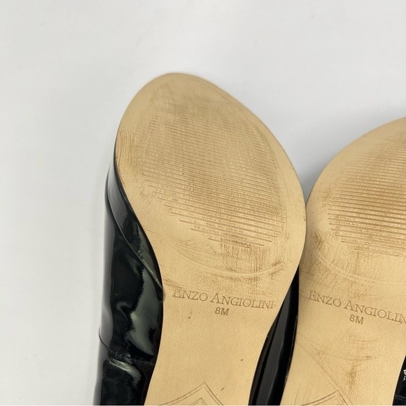 Enzo‎ Angiolini Size 8 Classic Black Patent Leather Platform Heels Pumps Shoes - Picture 9 of 16